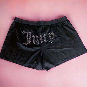 Juicy Couture Satin Pajama shorts Black Bling Logo size XL